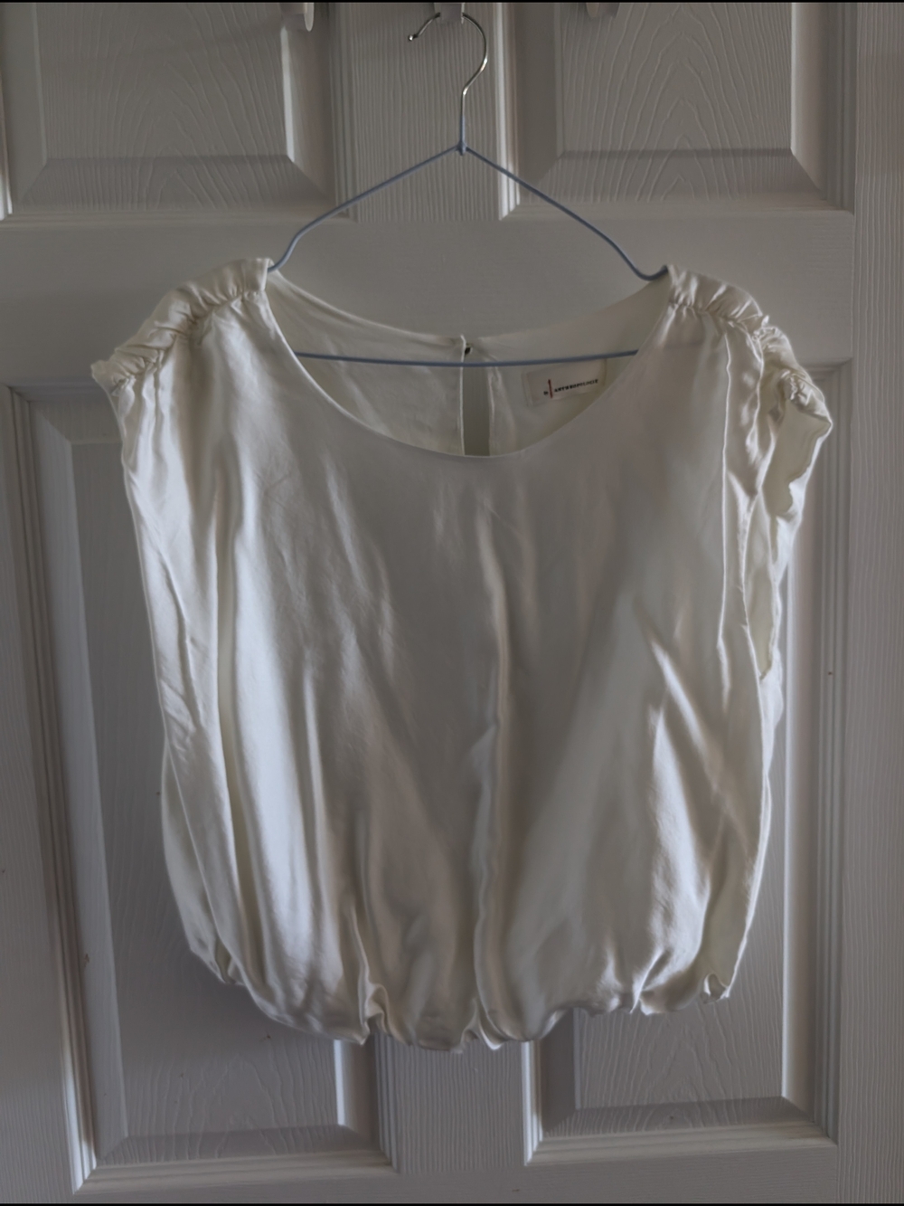 Anthropologie Women’s Cream Gathered Sleeve Blouse